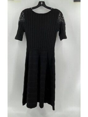 NWOT Love Ryan Women's Black Short Sleeve Lace Sweater Knit Dress Size Small